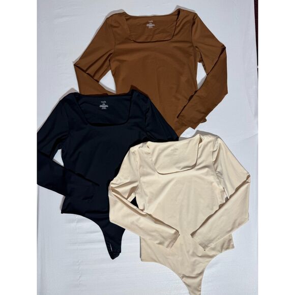nuuds Tops - Nuuds Long Sleeve Square Neck Bodysuit Bundle | Size Large